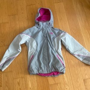 North Face Grey and Pink Raincoat Women’s Size Small